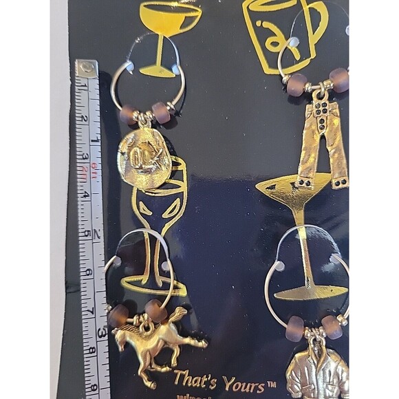 Western Themed Wine Glass Charms 14K Filled over Sterling Silver Loops Set Of 4 - Picture 7 of 8